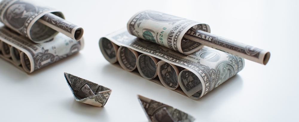Tank,Made,Of,Dollar,Bills.,The,Concept,Of,Arms,Supply, Tanks made from money