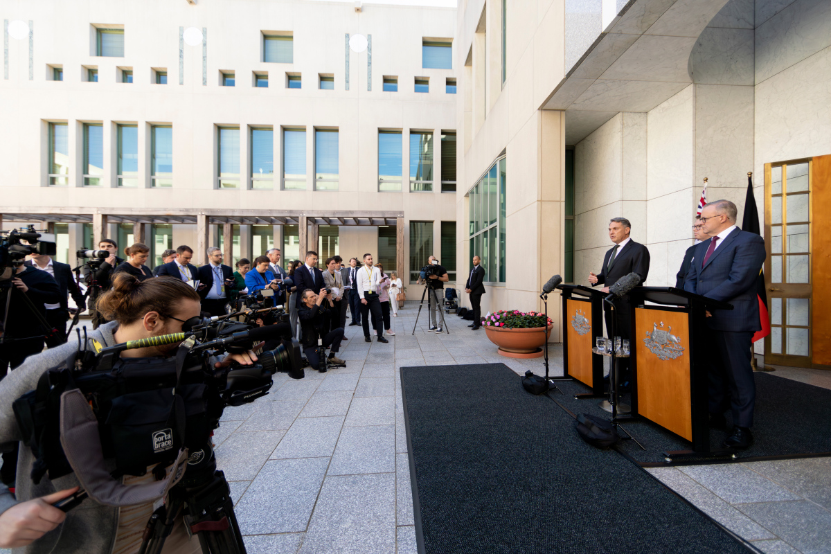 PM Albanese DPM Marles and Defence Industry Minister Conroy
