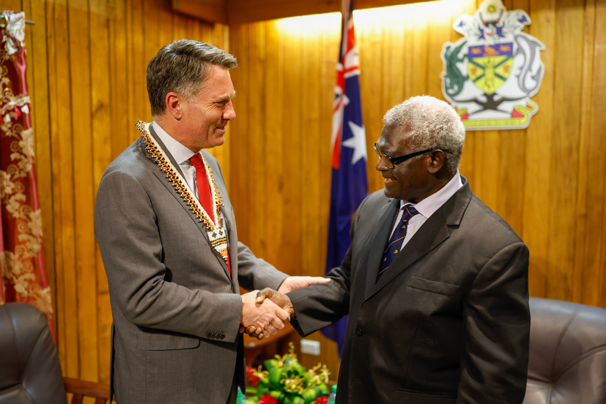 Richard Marles with Manesseh Sogavare