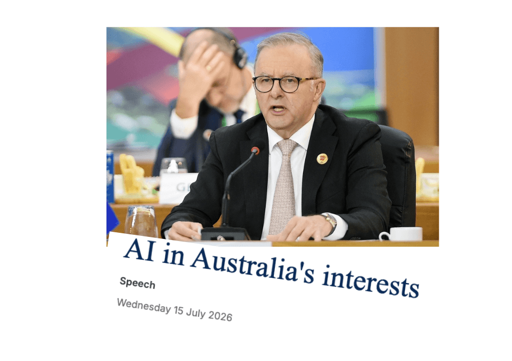 Albanese AI in Australia’s Interests small Jul 26 Anthony Albanese and his AI speech